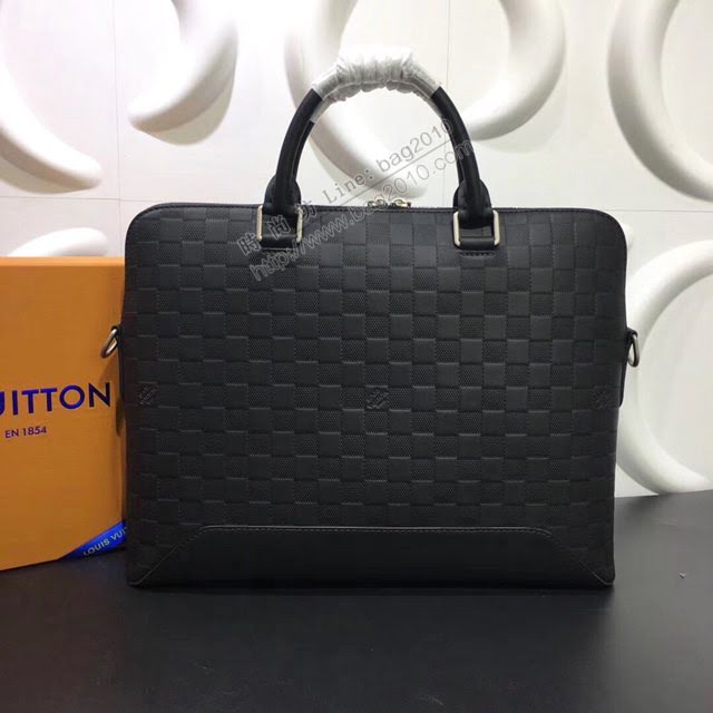 lv新款包包 路易威登Avenue Soft公事包 Damier Infini格紋皮革 lv時尚商務男士公事包 N41019   ydh3887